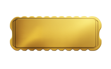 Golden ticket on transparent background representing vip access or winning