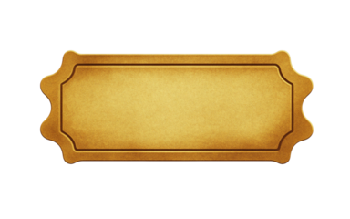 Golden ticket on transparent background representing vip access or winning