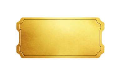 Golden ticket on transparent background representing vip access or winning