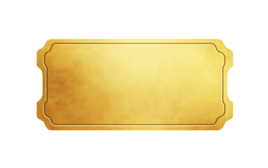 Golden ticket on transparent background representing vip access or winning