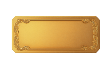 Golden ticket on transparent background representing vip access or winning