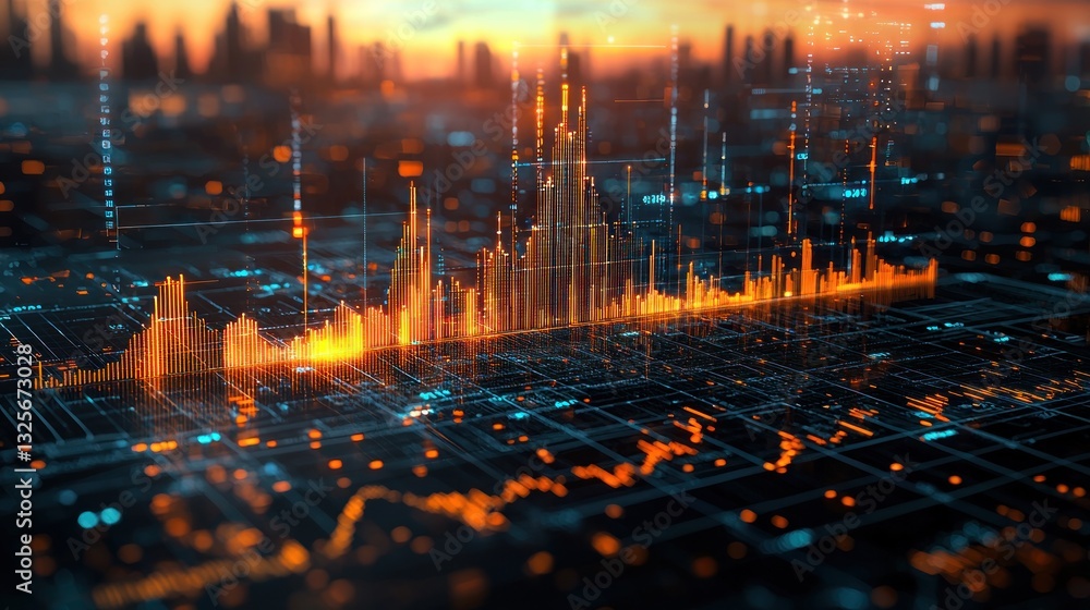 Poster data visualization displaying abstract information about city environment