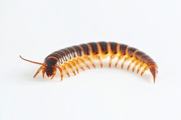 Fototapeta premium Macro Photography of Centipede Isolated on White Background