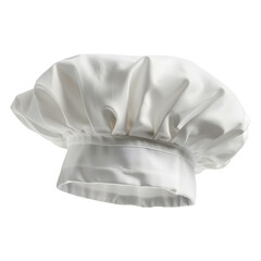 a classic white chef's hat, a common piece of kitchen attire, isolated on transparent background, cut out, PNG 3D Digital Art.