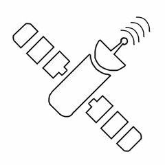 This is a pixel design illustrating the satellite icon, featuring a sleek and modern look, symbolizing communication, technology, and global connectivity.