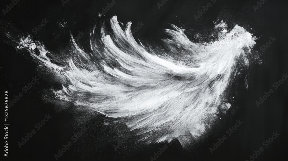 Poster abstract black and white art piece featuring dynamic brush strokes creating a sense of movement and 