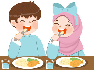 Kids eating together