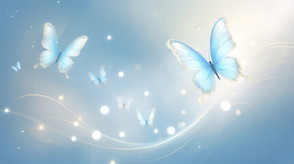 Blue Butterfly Soaring Through a Glimmering Bluish Golden Abstract Design Capturing Nature Motion abstract wallpaper inspiration