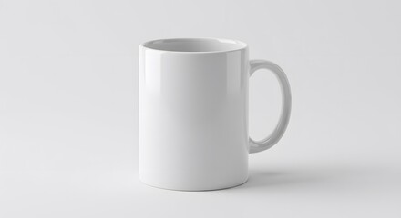 White Mug on Plain White Background, HD Minimal Mockup Template