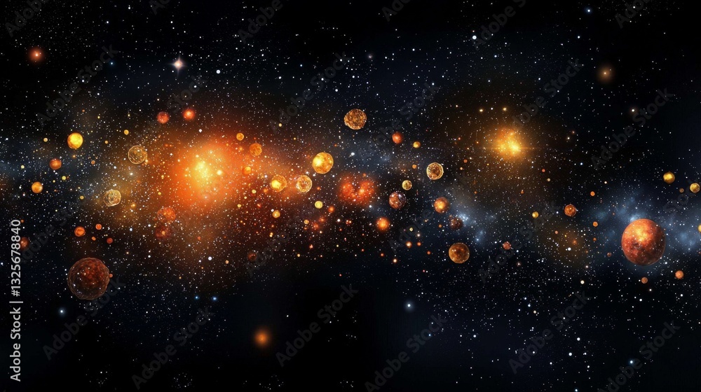 Poster exploring the microbial cosmos: a tapestry of tiny life forms.