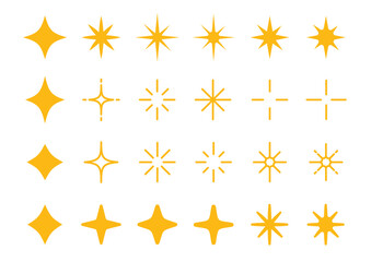 キラキラマークのセット　光　アイコン　黄色