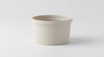 Empty White Bowl on Plain White Background - High-Resolution Minimalist Product Mockup in PNG Format