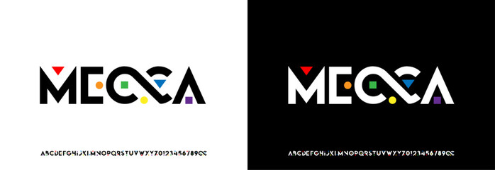 Mecca Modern Bold Font. Sans Serif Font. Regular Italic Uppercase Lowercase Typography urban style alphabet fonts for fashion, sport, technology, digital, movie, logo design, vector illustration