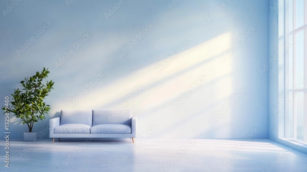 Poster creating serene spaces with a minimalist white wall design.