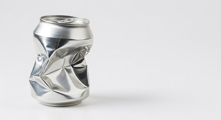 Crushed Metal Can on Plain White Background - High-Resolution Minimalist Product Mockup in PNG Format