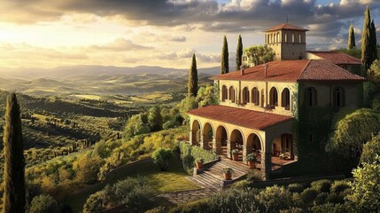Naklejka premium This magnificent villa embodies the essence of Renaissance design.