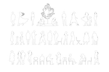 Architectural Scale Figure Silhouette People Outlines Black Outlines