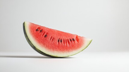 Fresh Watermelon Slice on White Background with Juicy Flesh and Black Seeds Perfect for Summer Refreshment and Healthy Eating Ideas