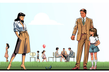 Architectural Scale Figure Silhouette People Set Color Outdoor Scene