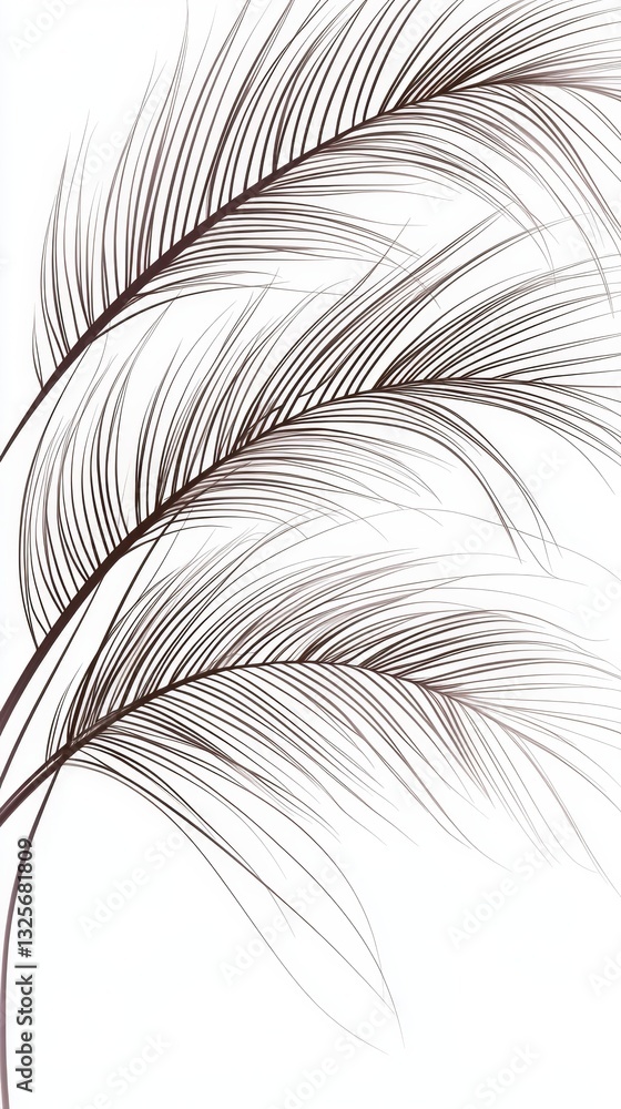 Poster minimalist design featuring palm leaves in a single continuous line.