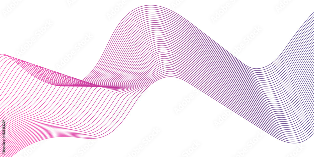 Poster abstract wavy lines on transparent background with pink smooth element swoosh speed wave modern stre