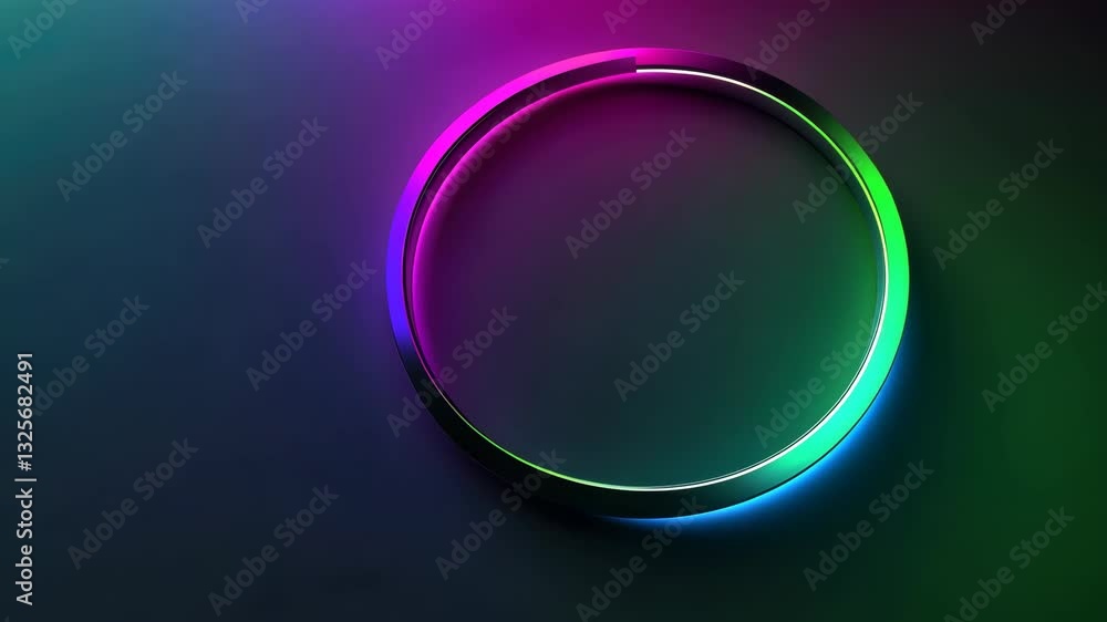 Poster vibrant neon loop transition: dynamic glowing ring with color shifts