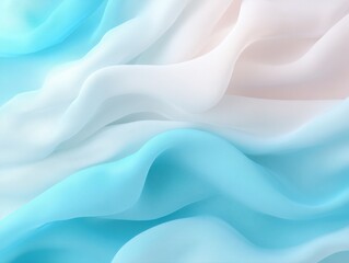 Obraz premium Serene Silk: A mesmerizing close-up of flowing silk fabric, with delicate waves and soft gradients of light blue, white, and a hint of peach, creating a sense of fluidity and elegance.