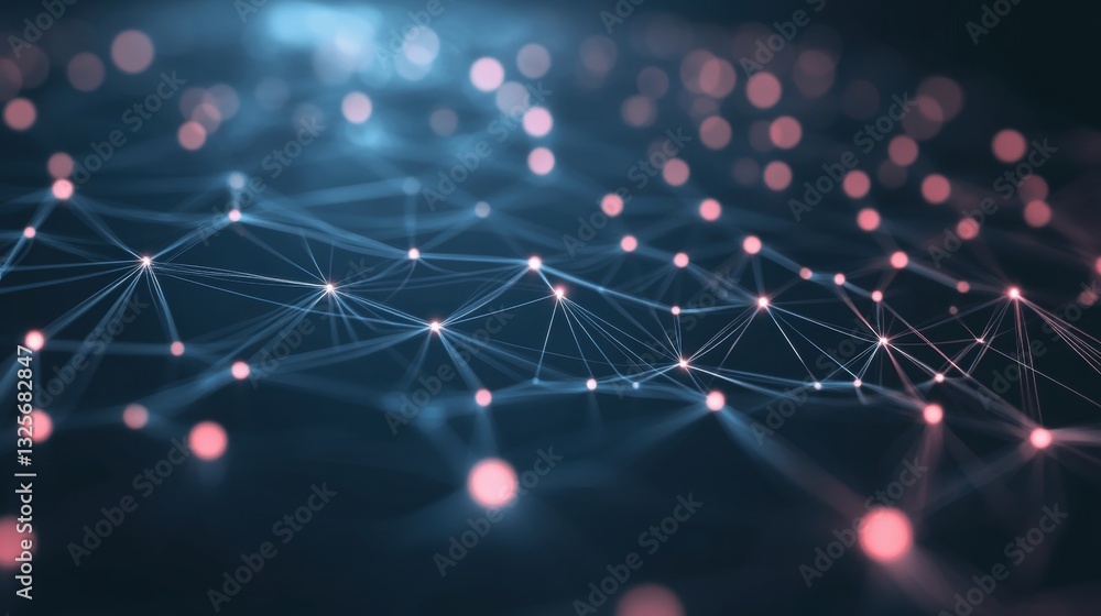 Aufkleber abstract futuristic network visualization with glowing connections and dots, representing technology