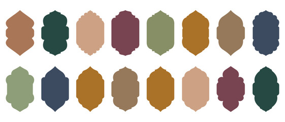 Colorful Vector Label Shapes Vector. Set of Islamic frames shapes badges. Elegant luxury frame design.  Vector 10 eps.