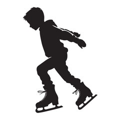 Child Ice Skating Silhouette Graceful Winter Sport Activity Illustration