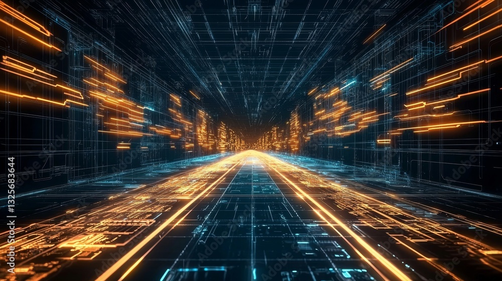 Aufkleber abstract highway design set in a striking digital environment.