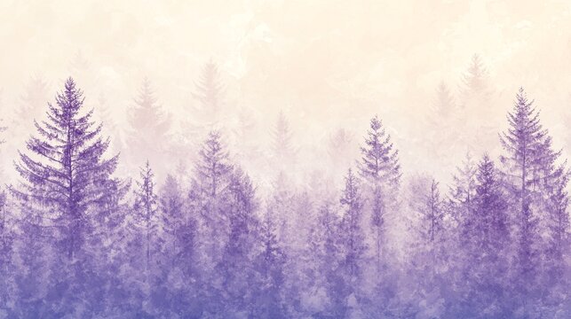 Rippled forest gradients in pastel lavender and shimmering cream plain background