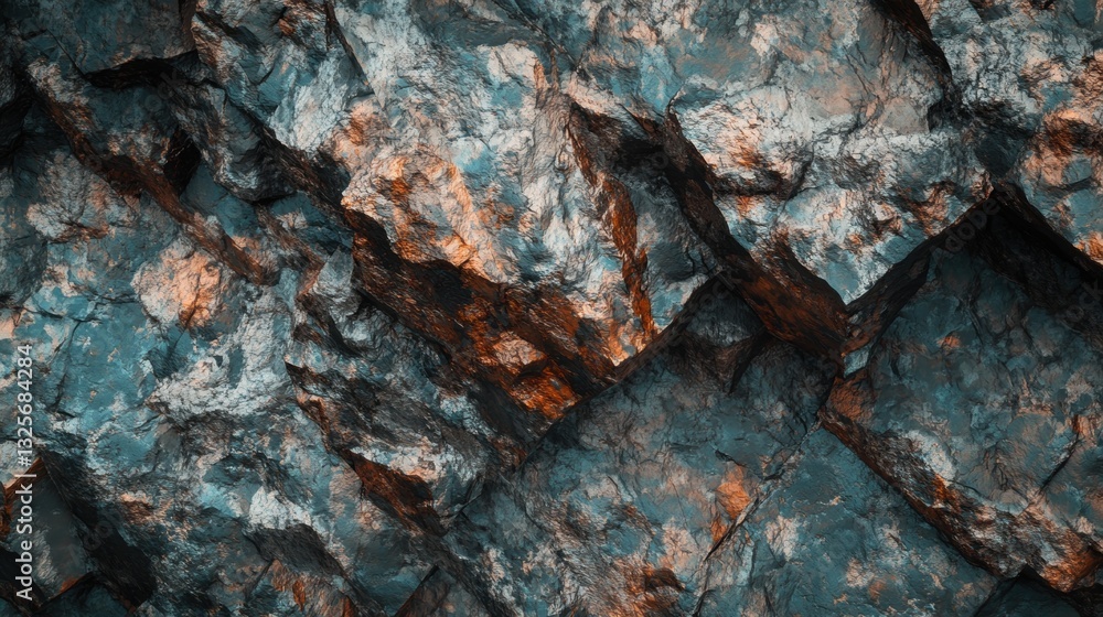 Poster close-up of textured rock surface with unique patterns and color shades on natural stone formations