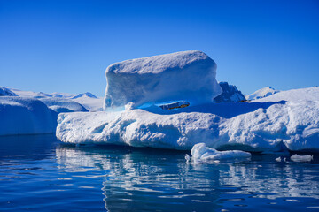 Floating iceberg in the Argentine Islands along the Antarctic Peninsula in the Southern Ocean