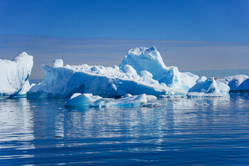 Floating iceberg in the Argentine Islands along the Antarctic Peninsula in the Southern Ocean