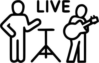 Live band in outline icon style, events and Festivals theme.