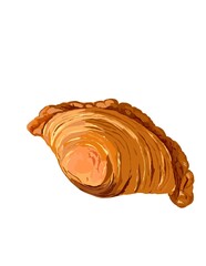 Hand drawn illustration of spiral curry puff.