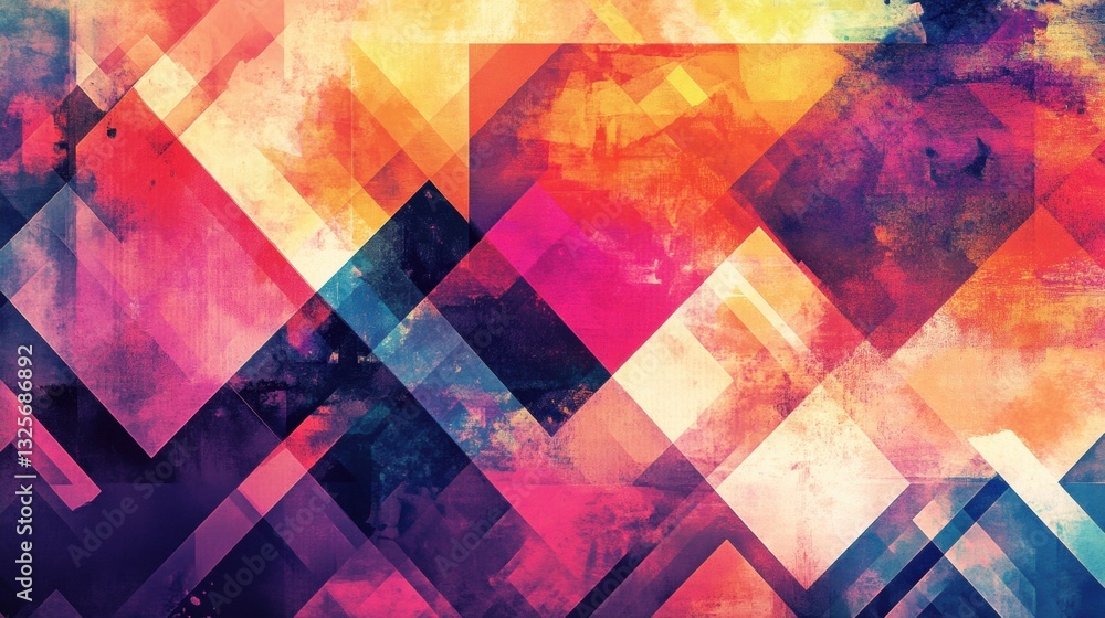 Aufkleber vibrant abstract geometric background with colorful overlapping shapes and textures for modern desig