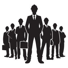 Team of Business People Silhouette Vector Illustration Corporate Leadership