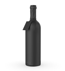 Wine bottle paper wrap with blank neck tag label 3d illustration template. 