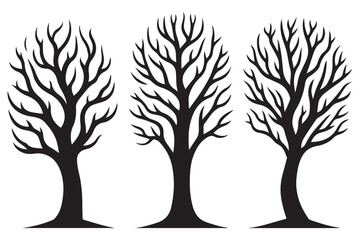 Obraz premium Bare Tree Silhouette Vector Bundle for Autumn Winter Design Projects