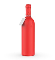 Obraz premium Wine bottle paper wrap with blank neck tag label 3d illustration template. 