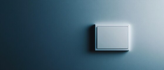 Simple and Modern Light Switch on Minimalist Blue Wall with Soft Ambient Light for Elegant Interior Design Inspiration