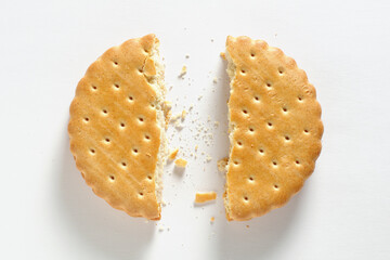 Biscuit broken into two halves