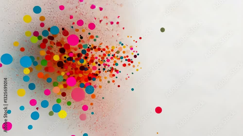 Aufkleber colorful dots collision creating vivid explosion effect in sequence