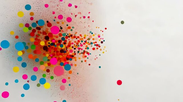 Colorful dots collision creating vivid explosion effect in sequence