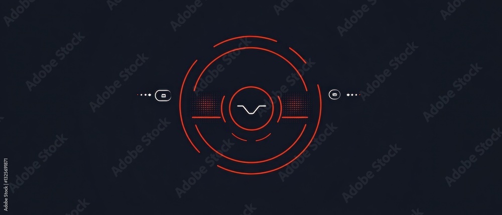 Aufkleber abstract futuristic digital design with circular shapes and glowing elements on dark background for 