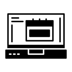 Calendar Laptop Interface Solid Icon