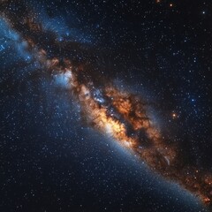 Fototapeta premium A breathtaking image of a vibrant galaxy, showcasing swirling colors of blues, purples, and pinks, surrounded by a sparkling star field filled with countless twinkling stars.