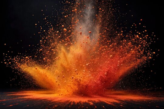 Chili Powder Bursts Into a Vivid Explosion Against a Dark Background Generative AI